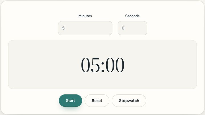 Screenshot of the Timer & stopwatch tool on Sureno, in use