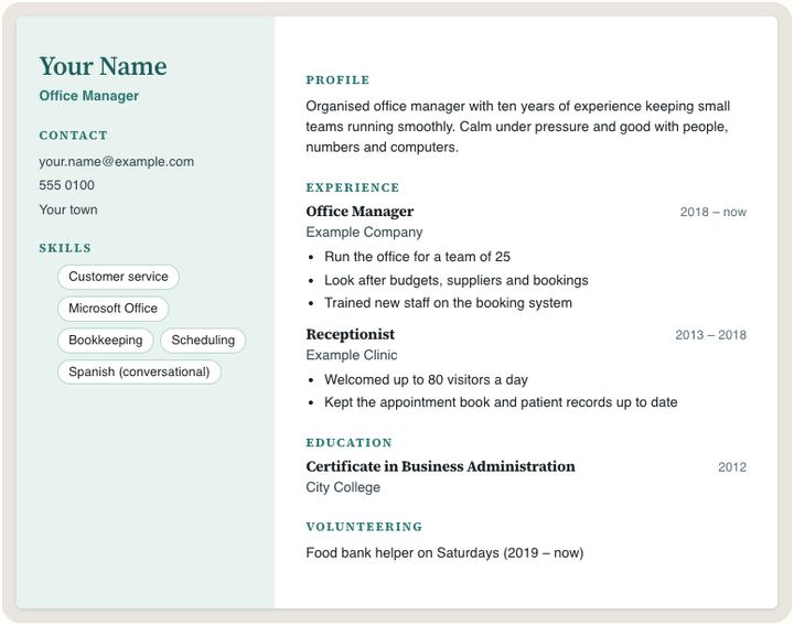 Screenshot of the Resume maker tool on Sureno, in use