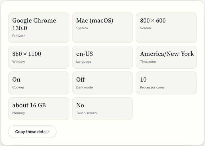 Screenshot of the What browser do I have? tool on Sureno, in use
