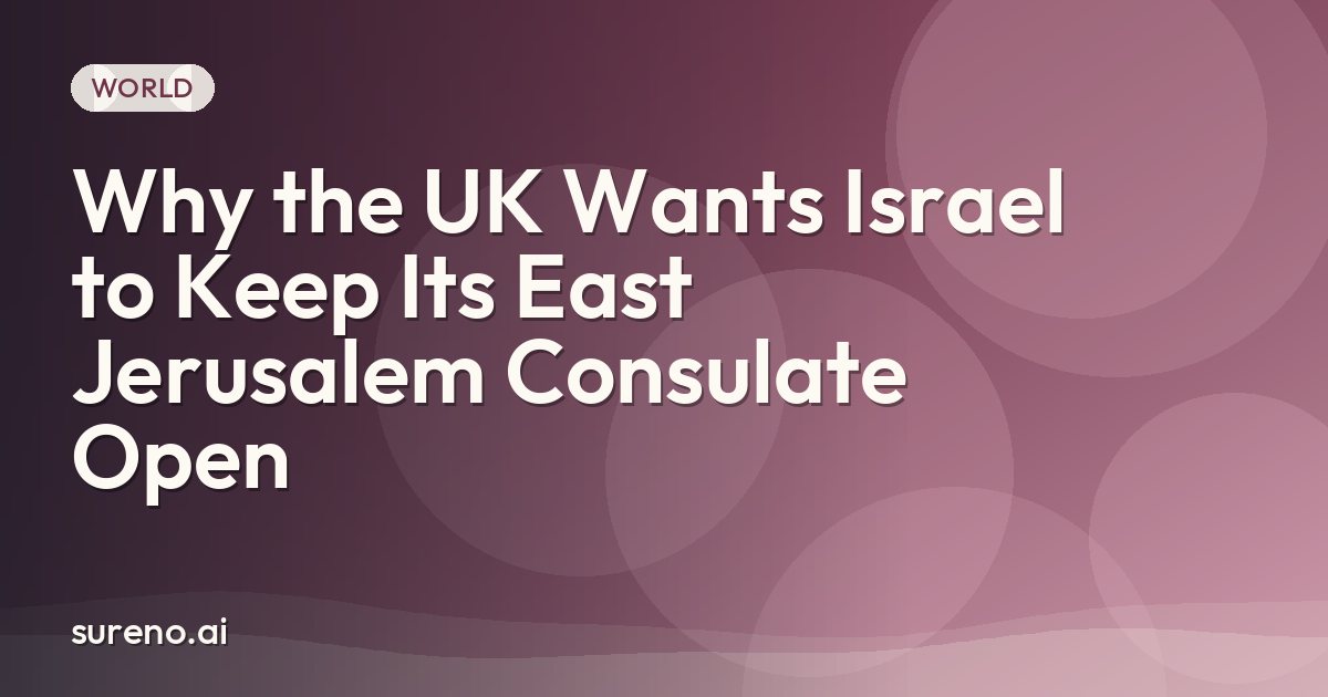 Why the UK Wants Israel to Keep Its East Jerusalem Consulate Open