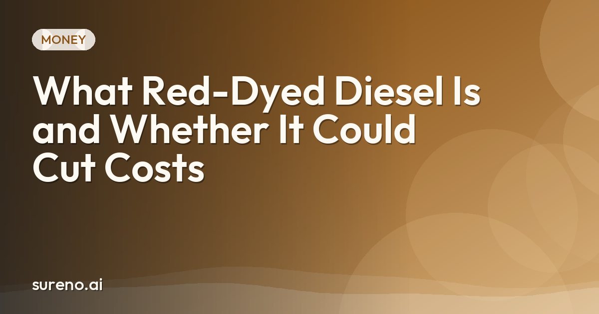What Red-Dyed Diesel Is and Whether It Could Cut Costs