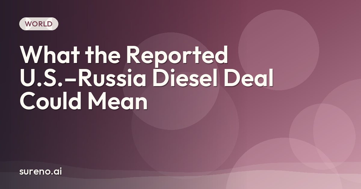 What the Reported U.S.–Russia Diesel Deal Could Mean