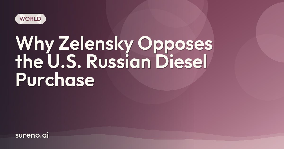 Why Zelensky Opposes the U.S. Russian Diesel Purchase