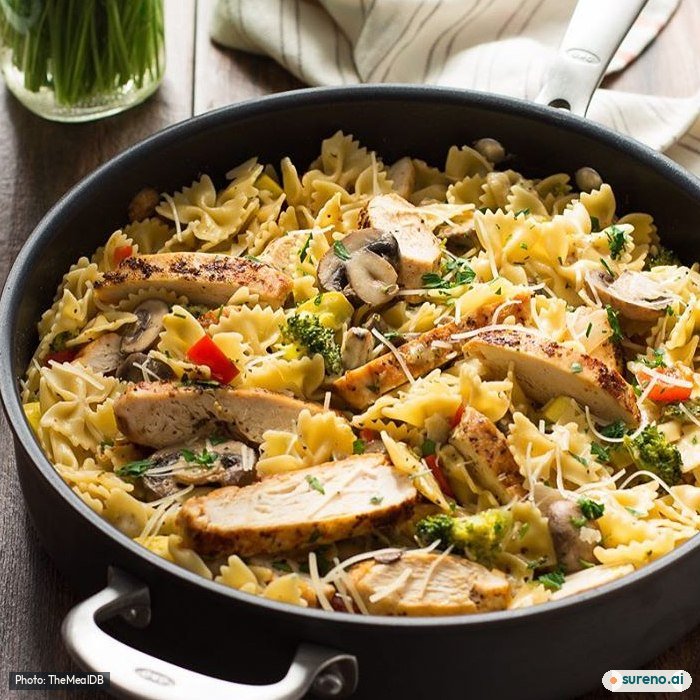 Chicken Alfredo Primavera, the finished dish