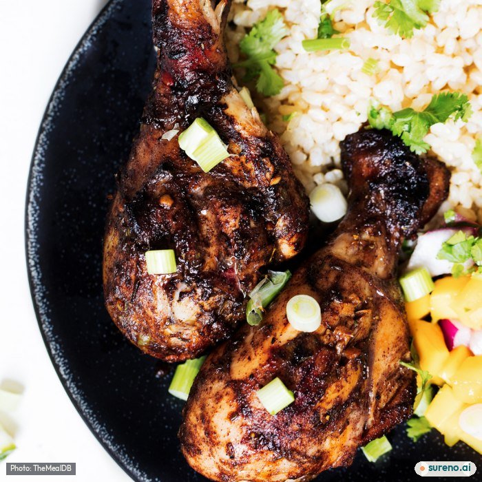 Jerk chicken with rice & peas