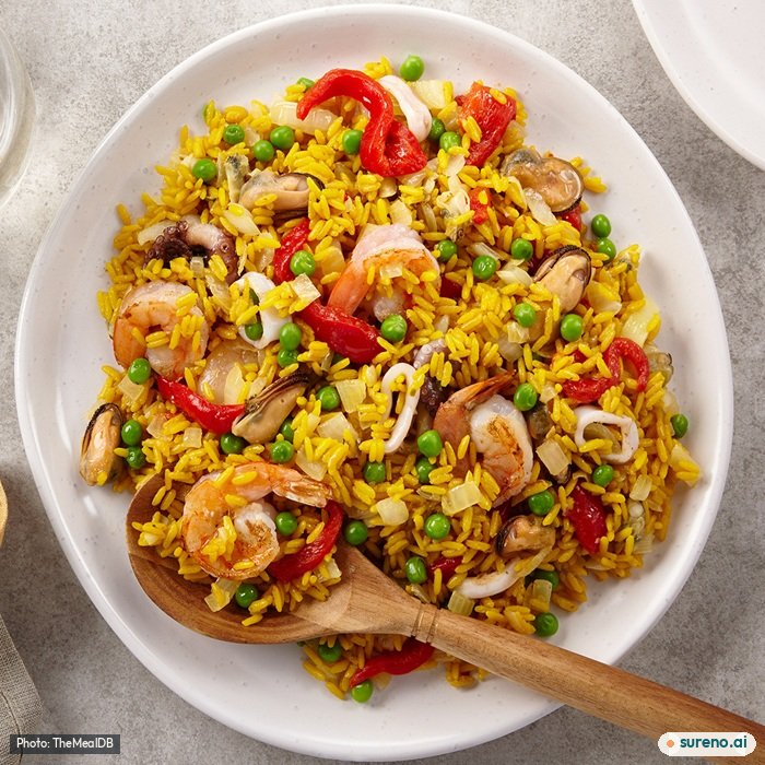 Seafood rice, the finished dish