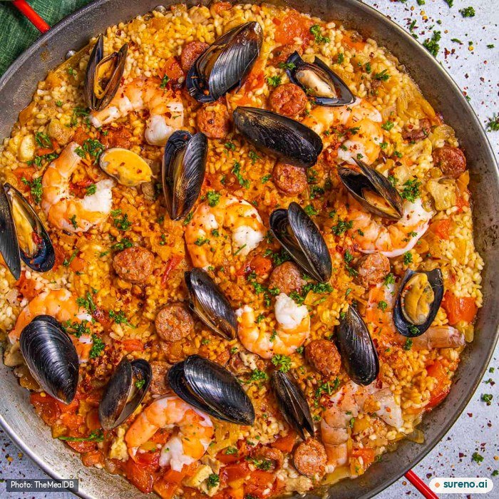 Spanish seafood rice, the finished dish