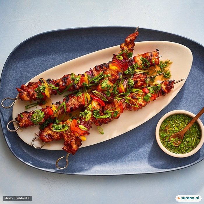 Red curry chicken kebabs