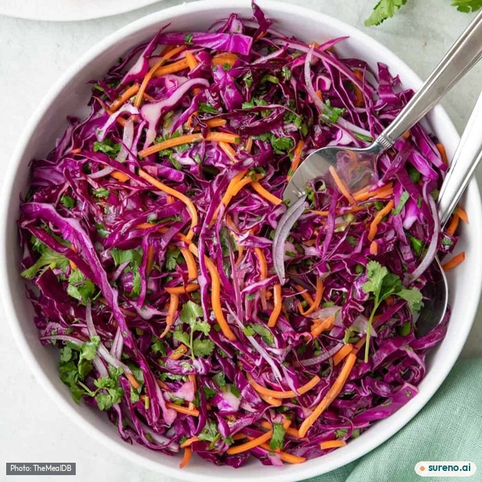 Tangy carrot, cabbage & onion salad
