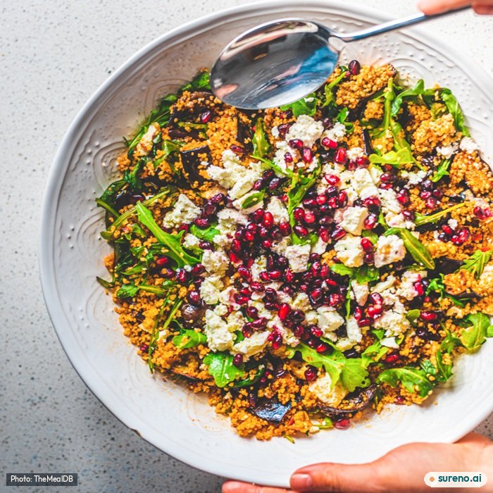 Aubergine couscous salad