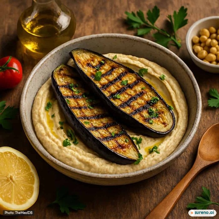 Aubergine & hummus grills, the finished dish