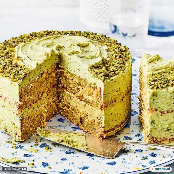Pistachio cake, the finished dish