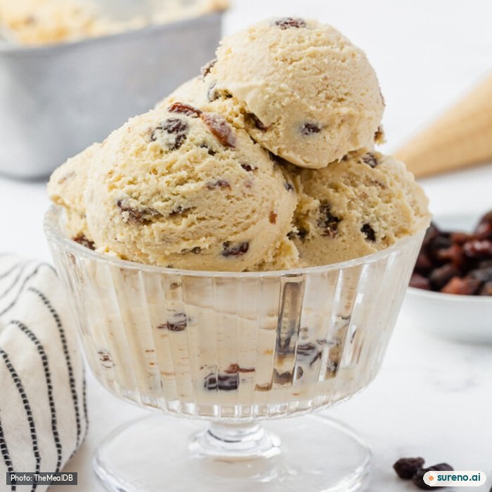 No-Churn Rum Raisin Ice Cream, the finished dish