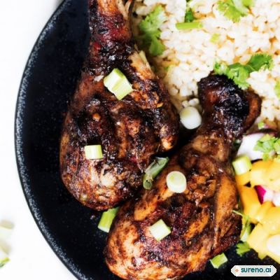 Jerk chicken with rice & peas