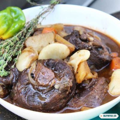 Oxtail with broad beans