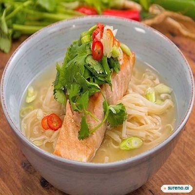 Salmon noodle soup