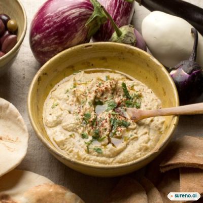 Smoked aubergine purée