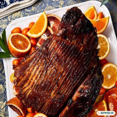 Slow-roasted ham with lemon, garlic & sage